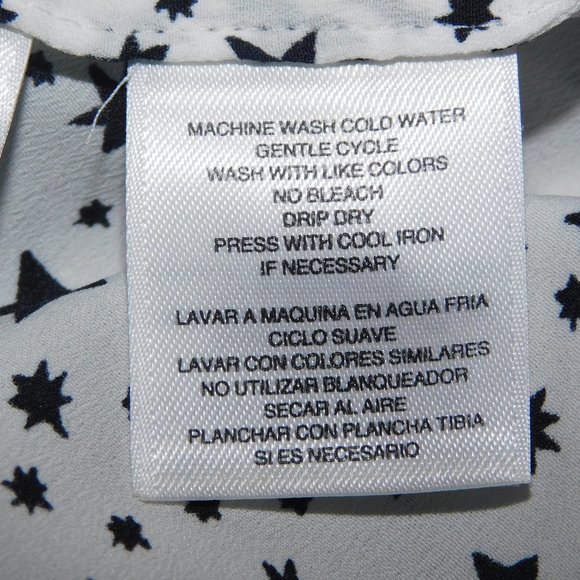Jones New York Womens L White Black Star Blouse - Picture 12 of 15